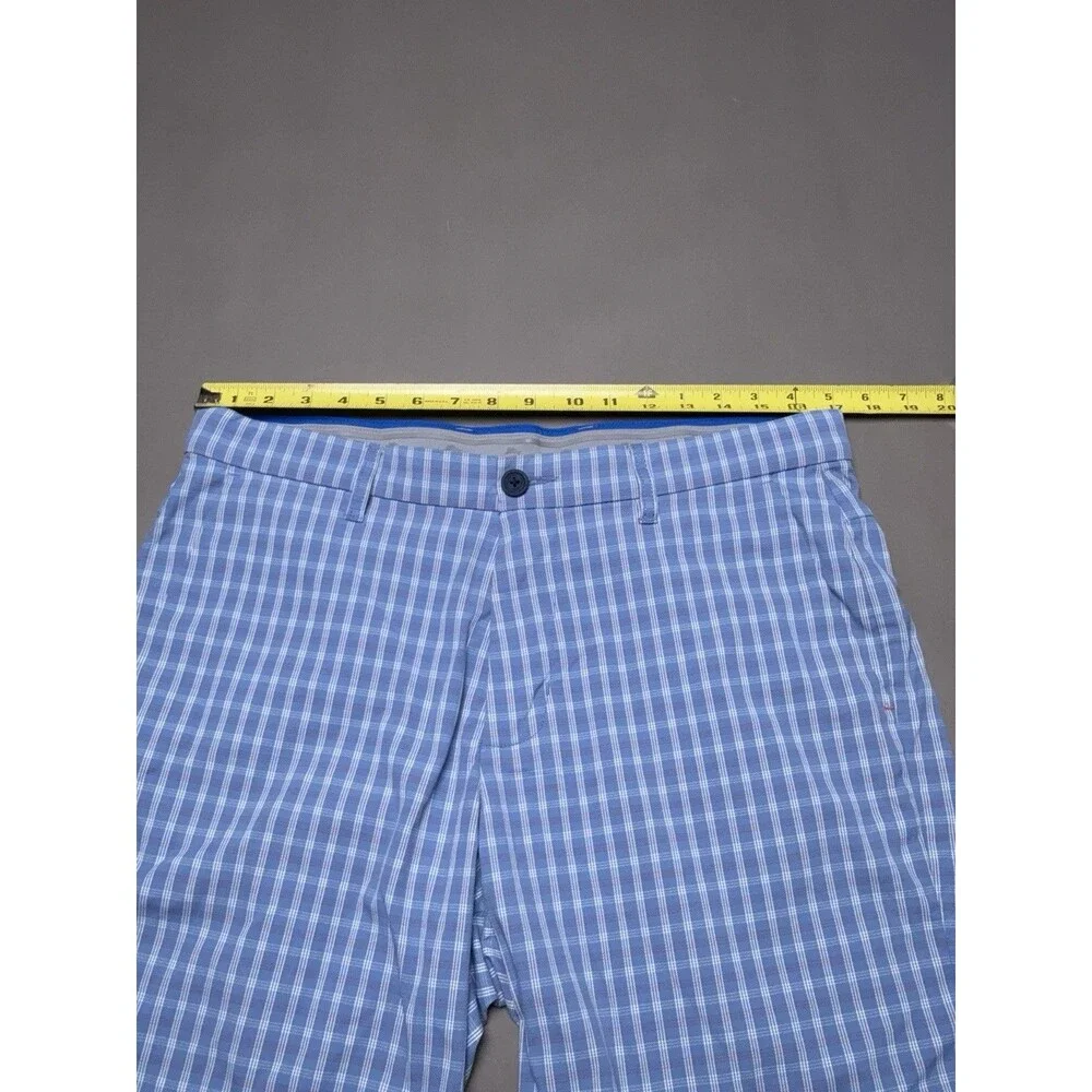 Tommy Bahama Blue Plaid Nylon Bermuda Chino Shorts 34